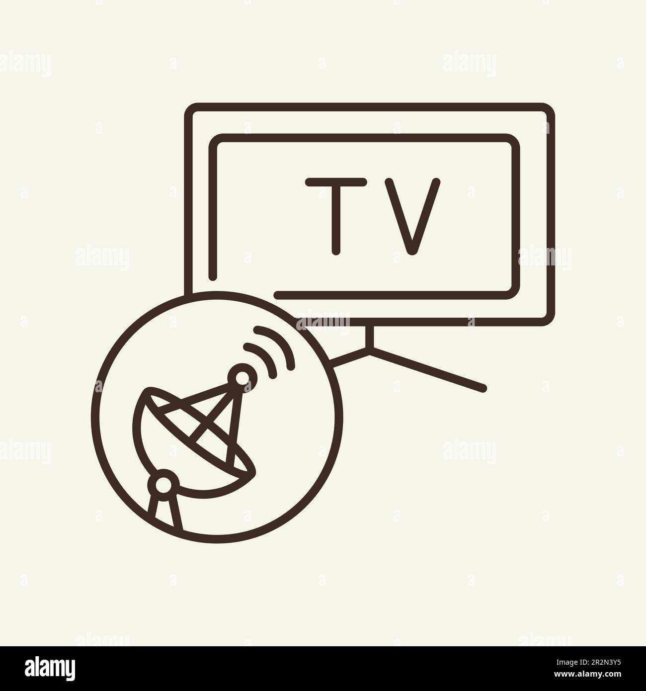 Satellite TV line icon Stock Vector