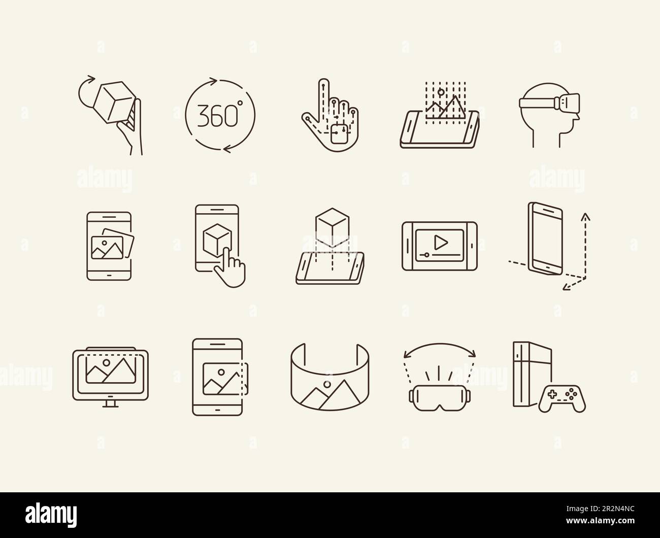 Set of VR icons Stock Vector