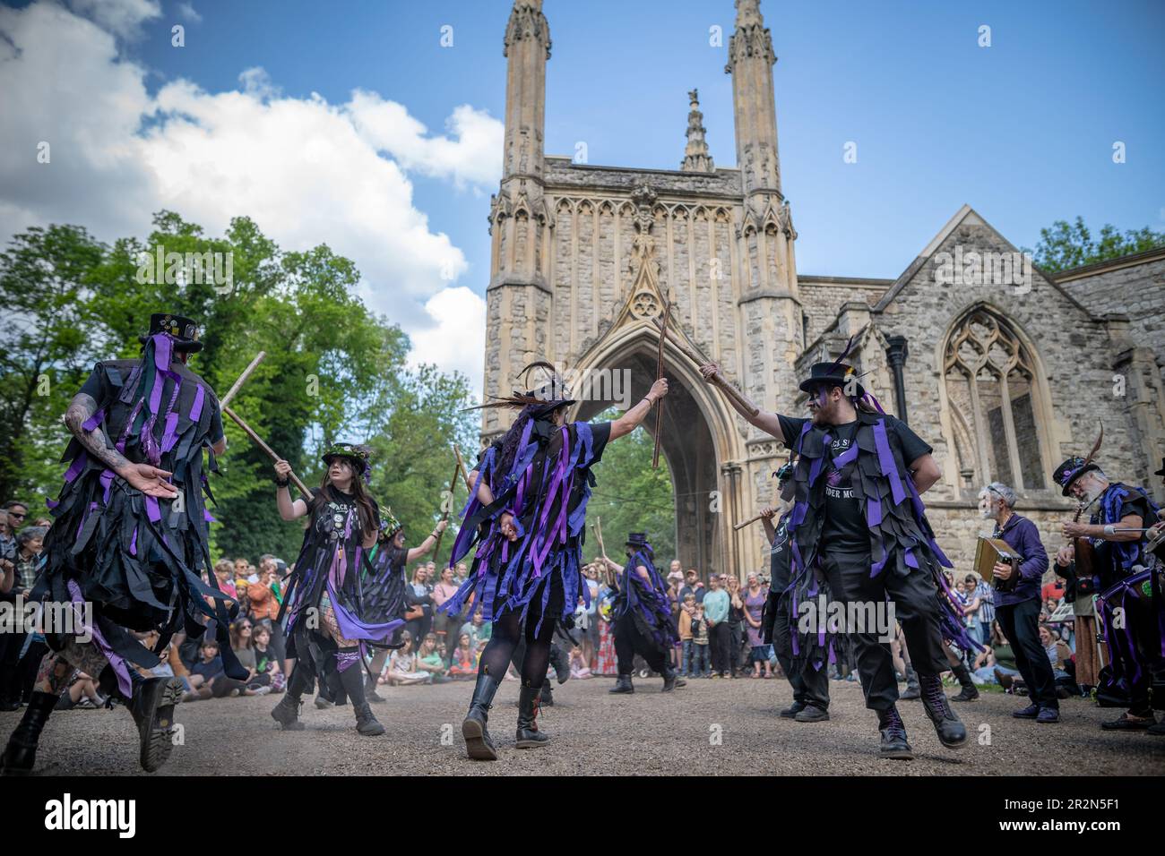 London, UK. 20th May, 2023. Members of Black Swan Border Morris perform ...