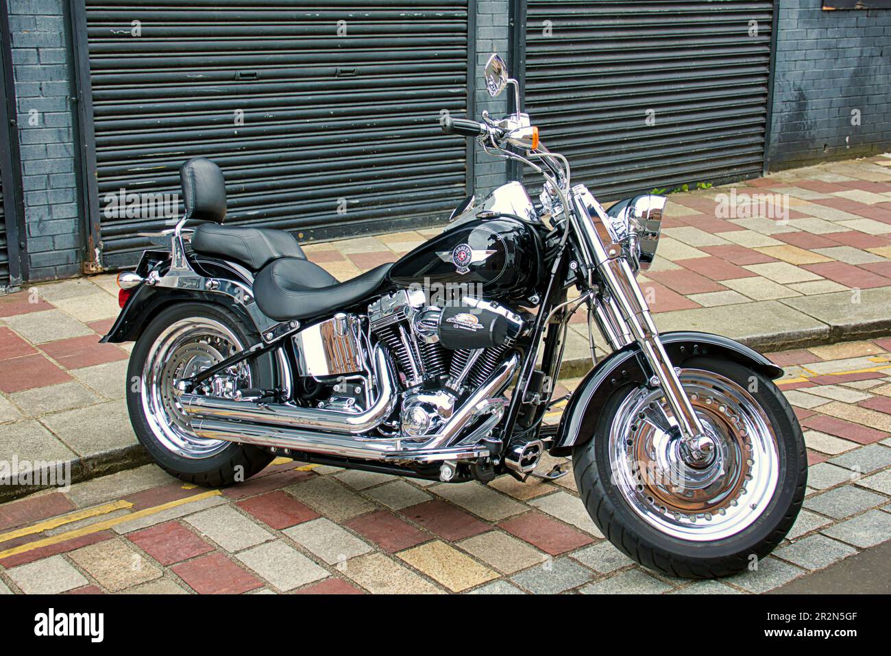 classic generic black motorcycle Stock Photo