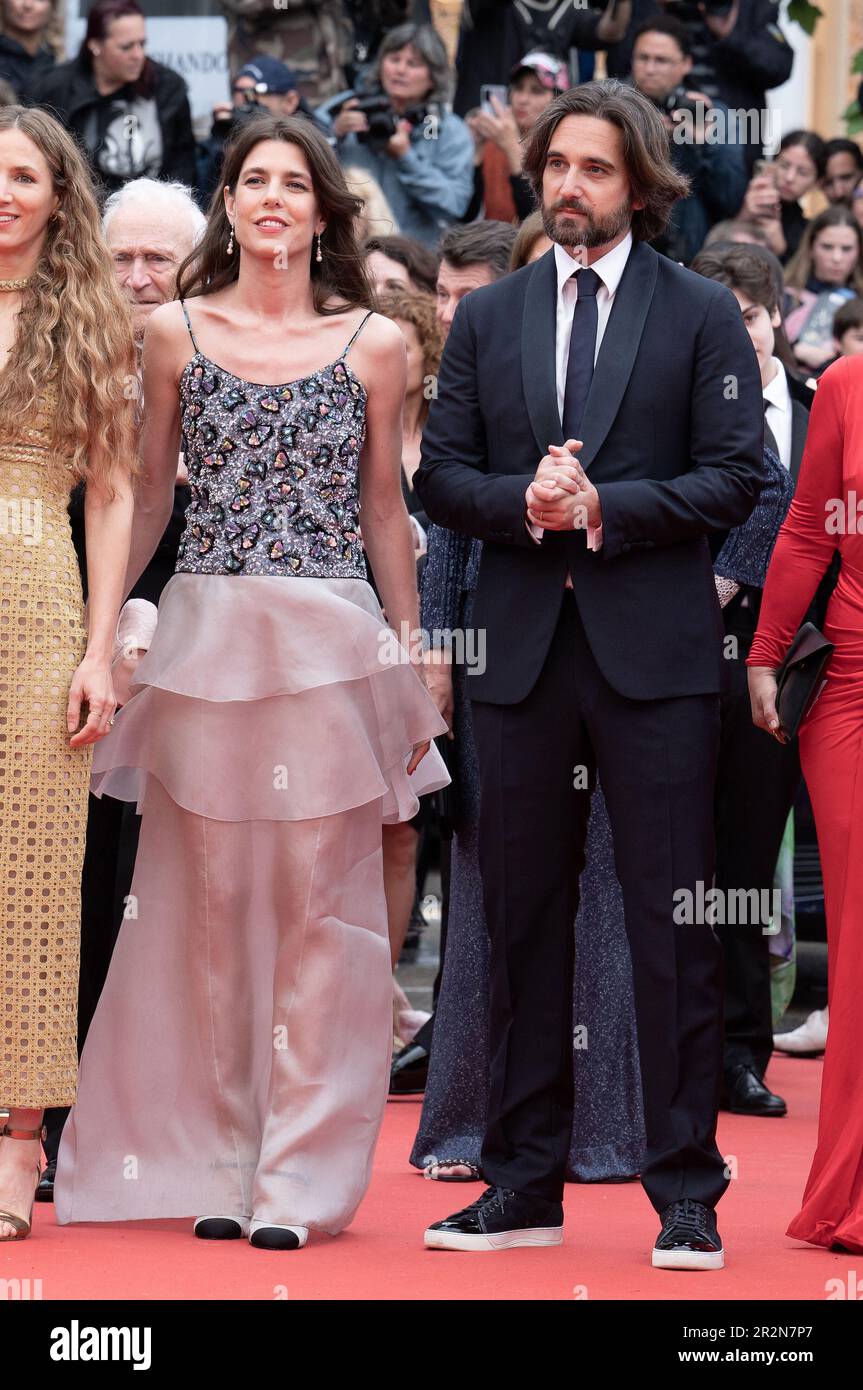 Cannes, France. 20th May, 2023. Charlotte Casiraghi and Dimitri Rassam  attend the Killers of the Flower Moon red carpet at the 76th annual Cannes  film festival at Palais des Festivals on May