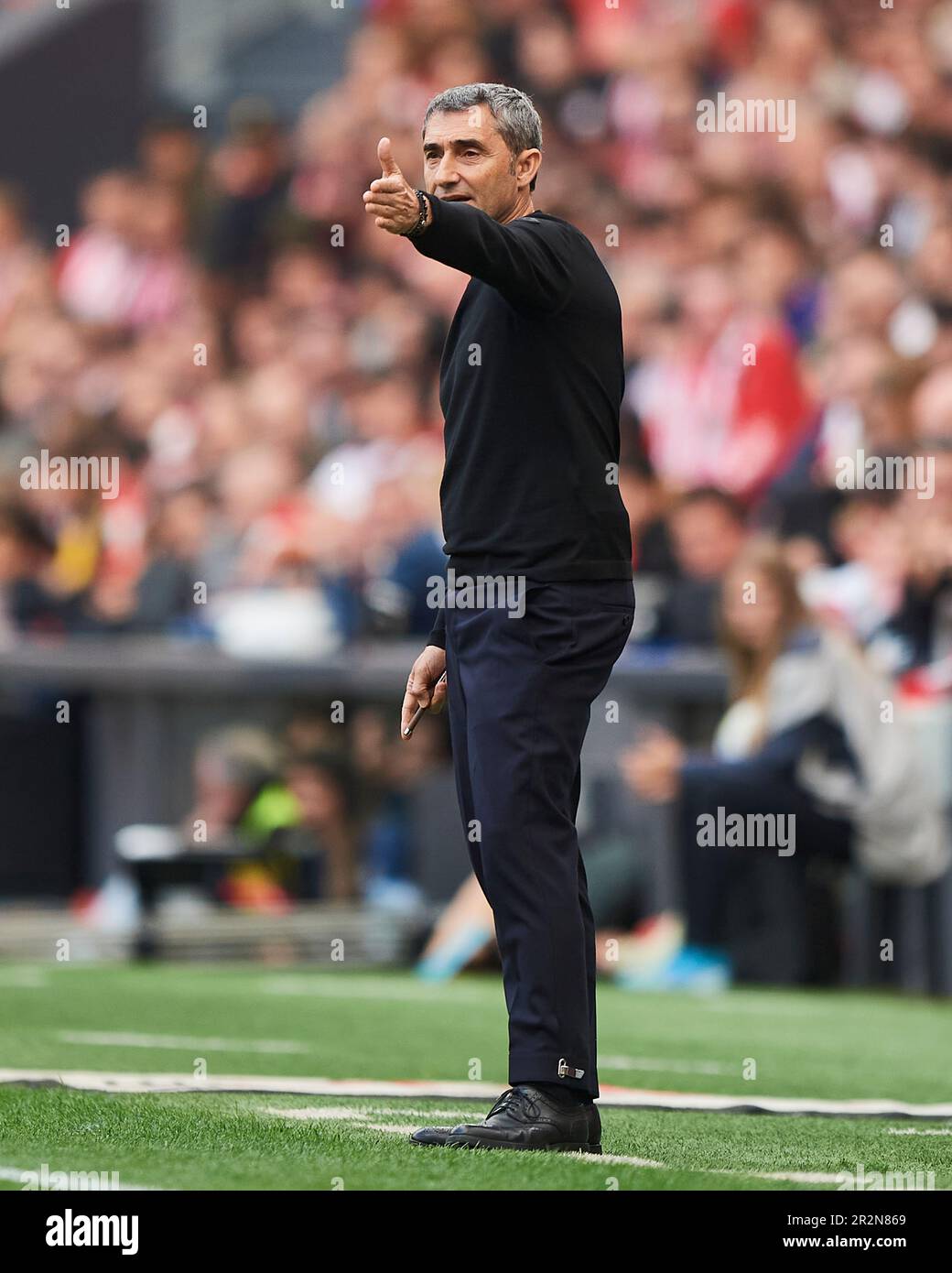 Bilbao, Spain. 20th May, 2023. Athletic Club head coach Ernesto Valverde during the La Liga match between Athletic Club and RC Celta played at San Mames Stadium on May 20, 2023 in Bilbao, Spain. (Photo by Cesar Ortiz/PRESSIN) Credit: PRESSINPHOTO SPORTS AGENCY/Alamy Live News Stock Photo