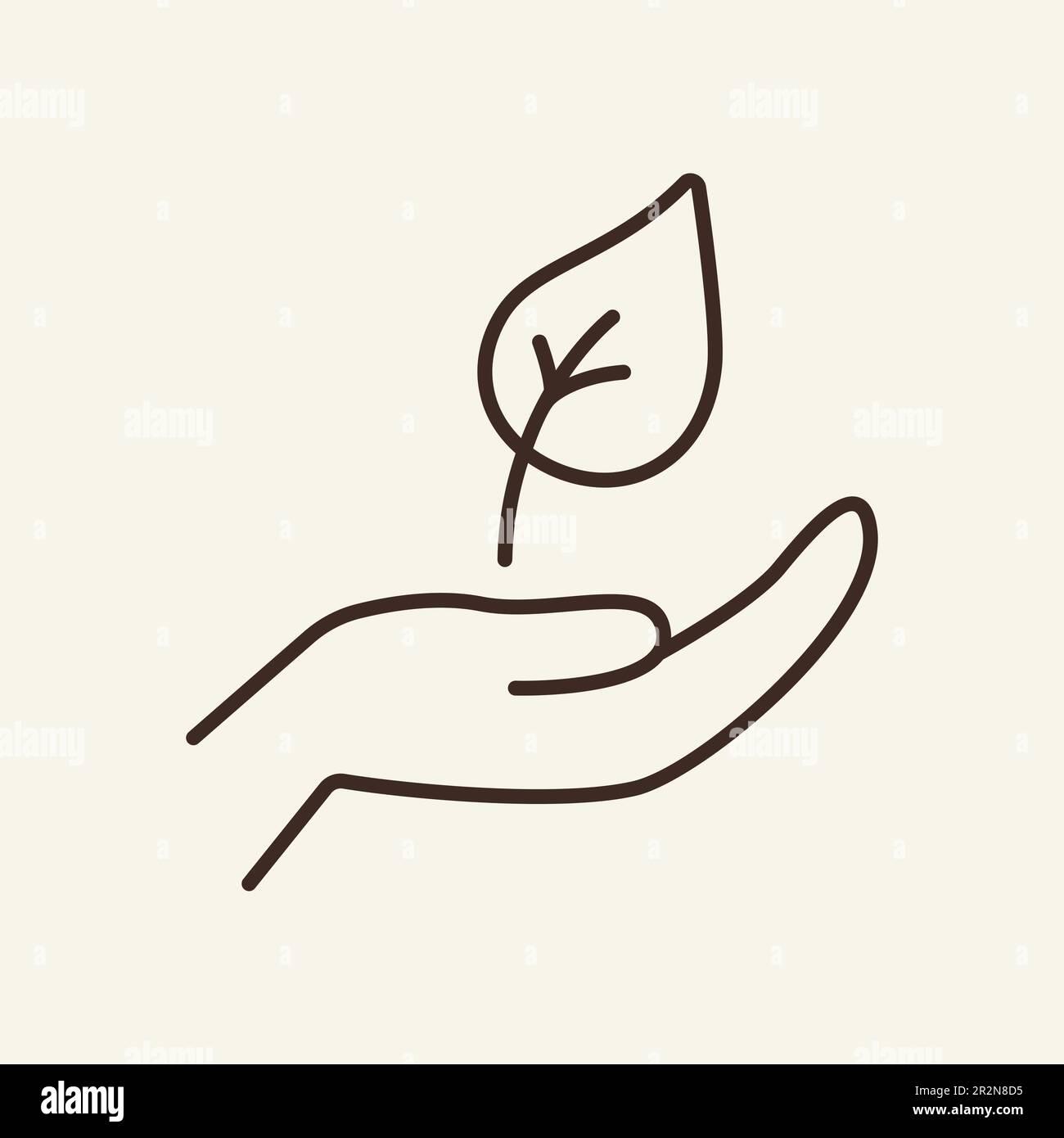 Leaf and hand line icon Stock Vector Image & Art - Alamy