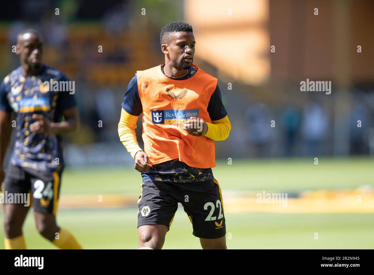 Nlson Semedo of Wolves warms up before the Premier League match between Wolverhampton Wanderers and Everton at Molineux, Wolverhampton on Saturday 20th May 2023. (Photo: Gustavo Pantano | MI News) Credit: MI News & Sport /Alamy Live News Stock Photo