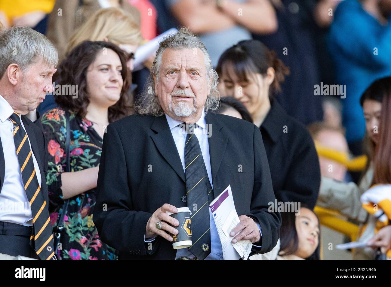 Singer Robert Plant in the stand during the Premier League match between Wolverhampton Wanderers and Everton at Molineux, Wolverhampton on Saturday 20th May 2023. (Photo: Gustavo Pantano | MI News) Credit: MI News & Sport /Alamy Live News Stock Photo