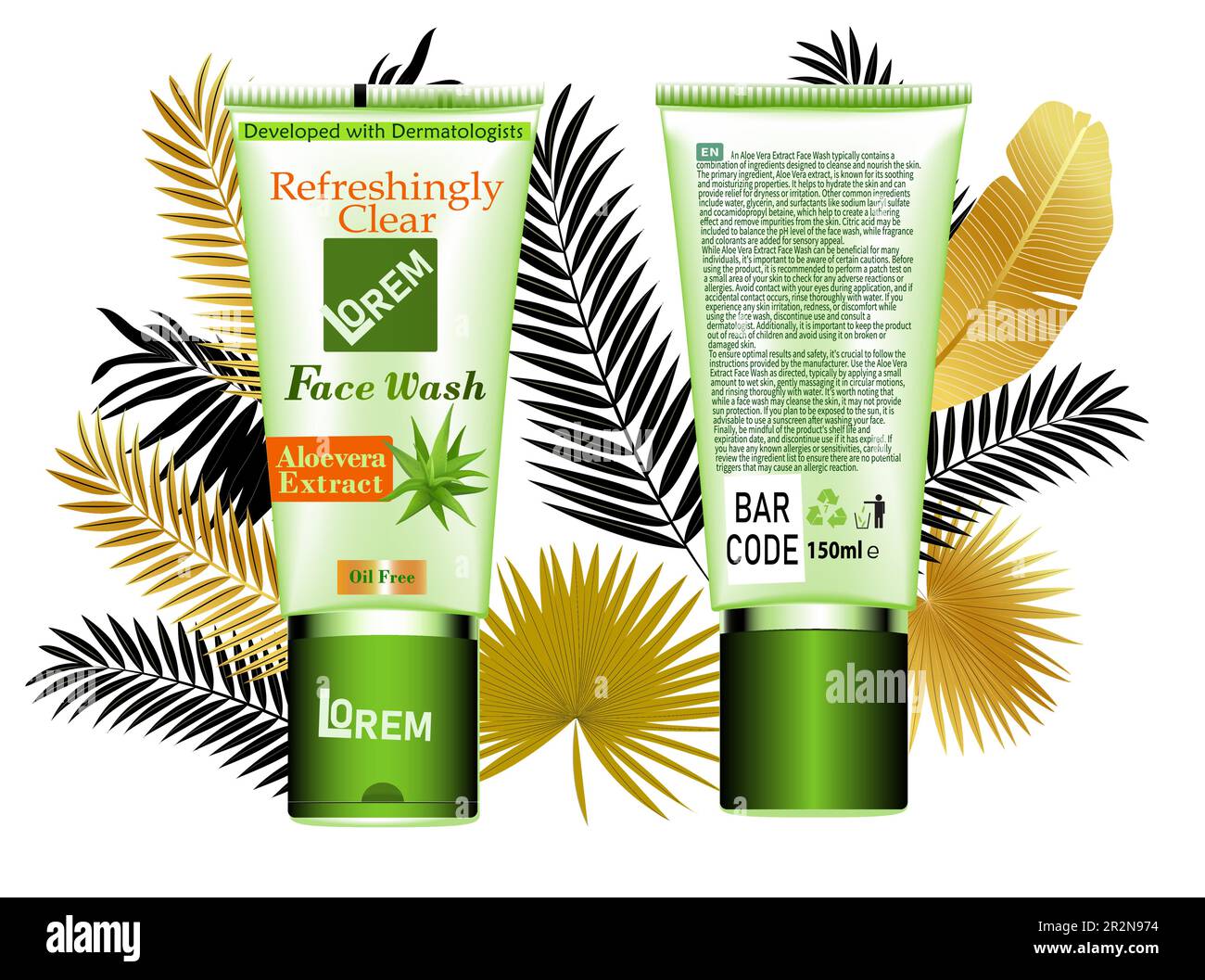 face wash, face pack, cosmetics tube vector design with background for