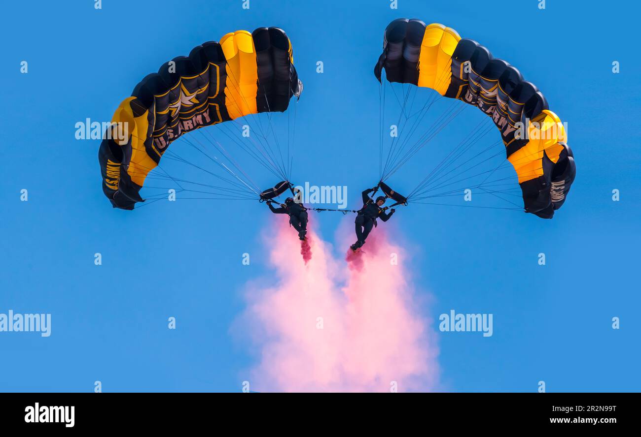 US Army Golden Knights at the Westfield International Airshow Stock Photo