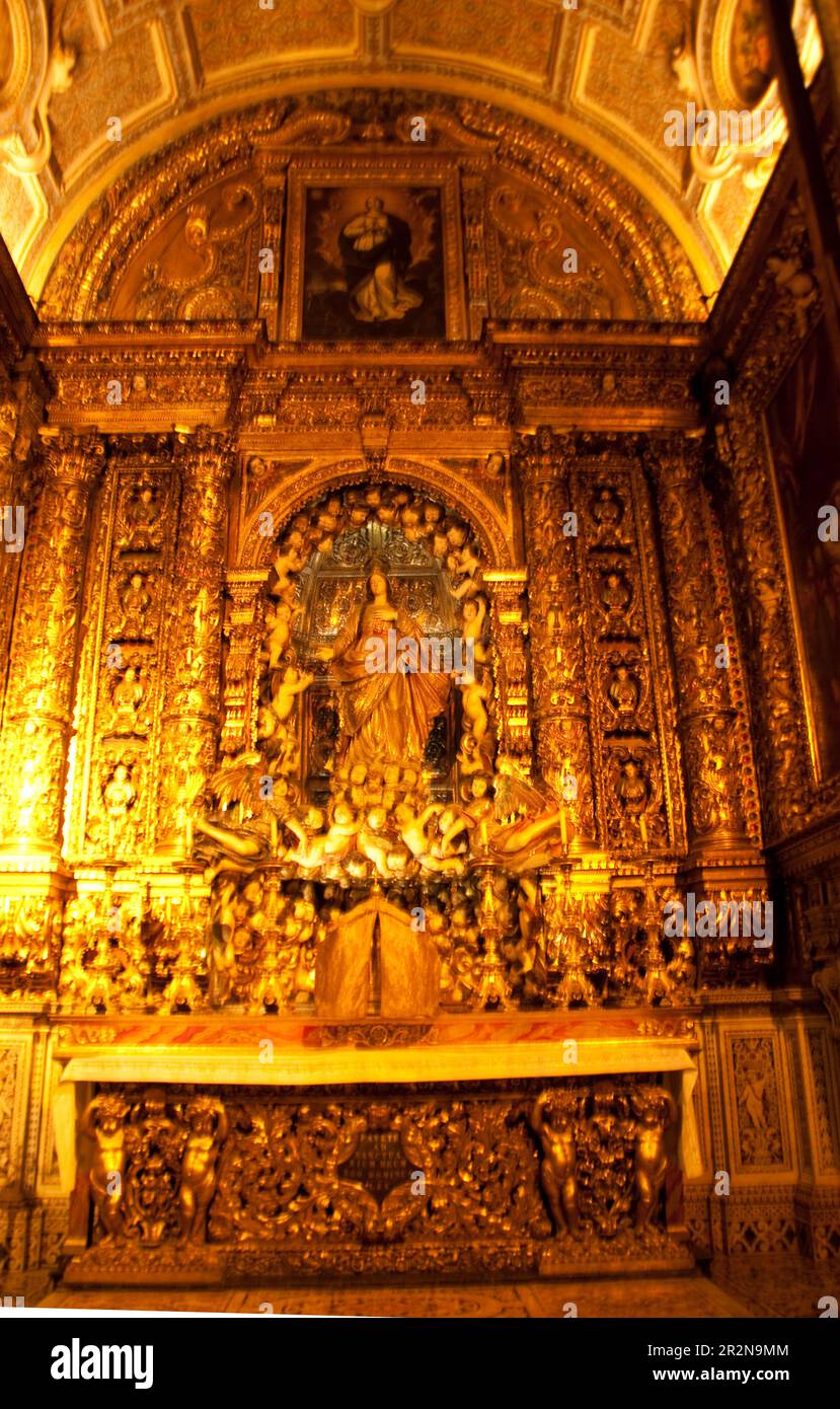 Main altar, Church of Saint Roque, Lisbon, Portugal; Brasilian gold Stock Photo