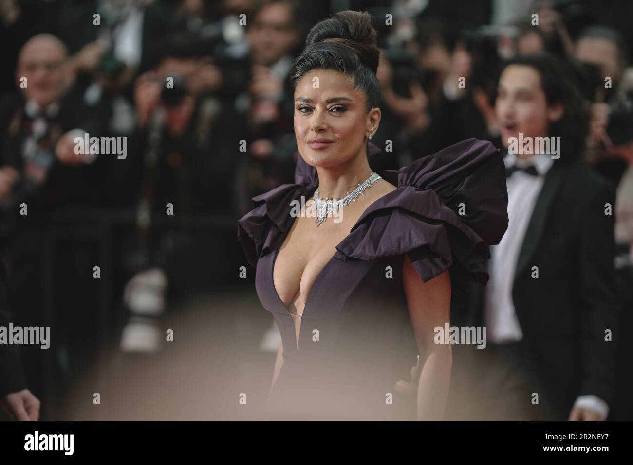 Salma Hayek 2023 Cannes Film Festival Red Carpet Grape Dramatic Dress main image 1