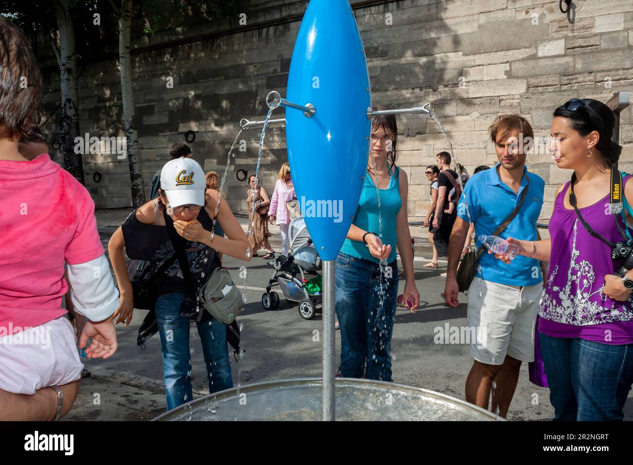 Paris, France, Public Events, People Drinking Water, on Seine River