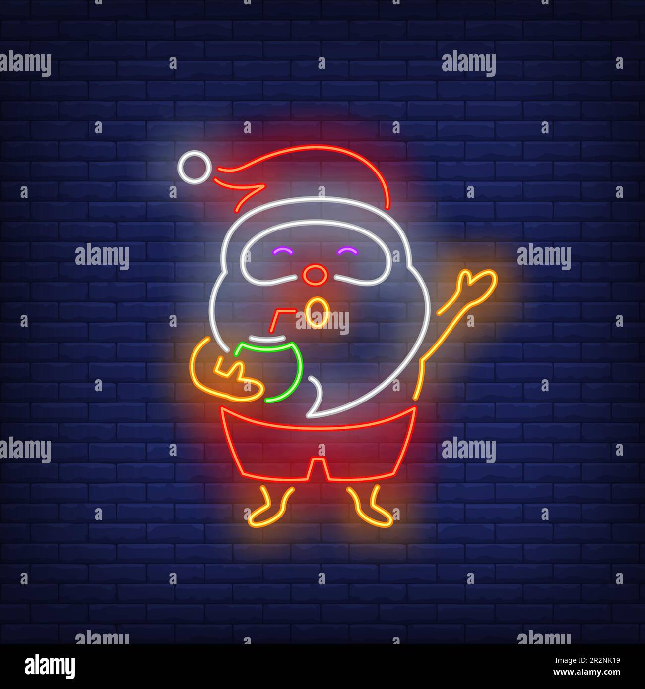 Santa Claus with coconut cocktail neon sign Stock Vector Image & Art