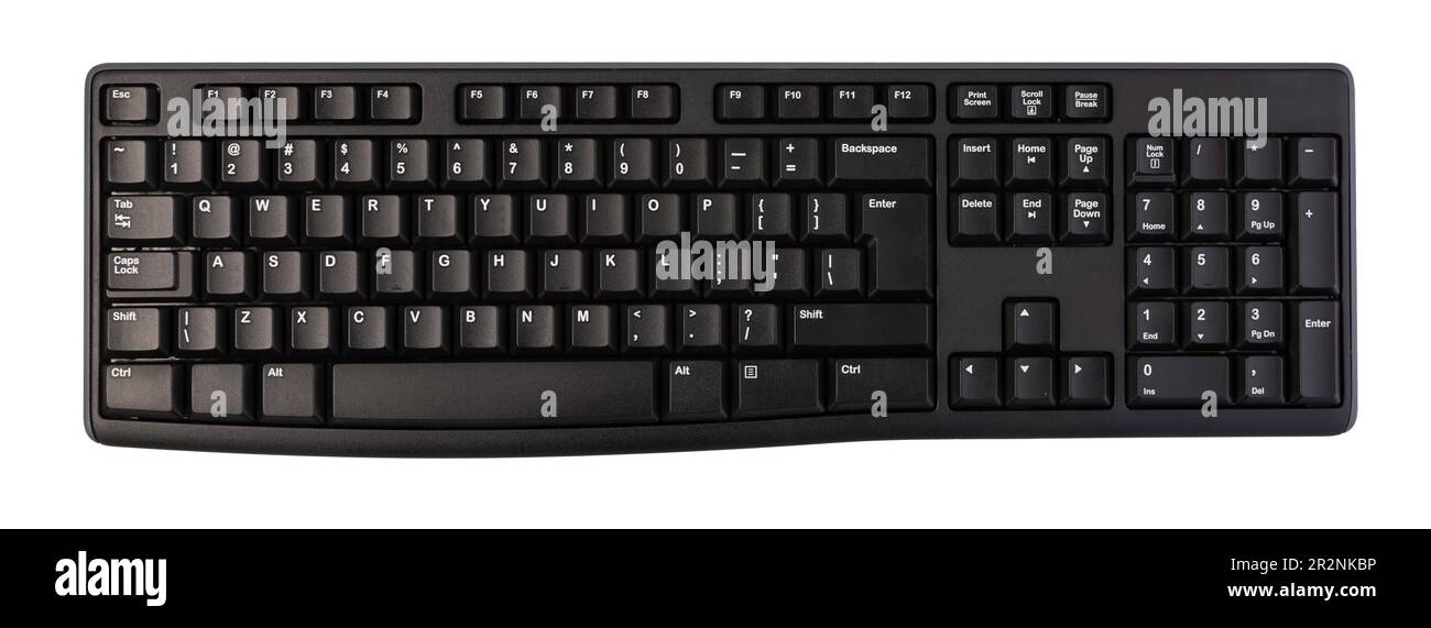 Top view desktop computer keyboard isolated on white background Stock Photo