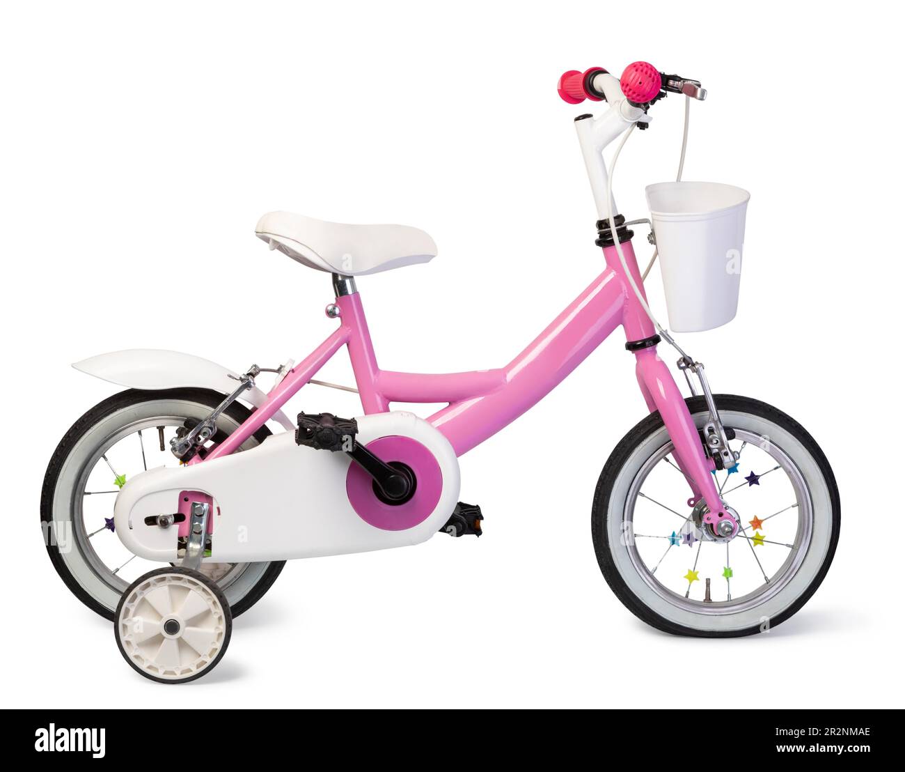 pink bicycle for children isolated on white background Stock Photo - Alamy