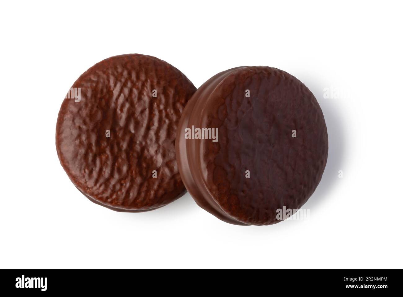 Choco pie chocolate biscuits isolated on white Stock Photo
