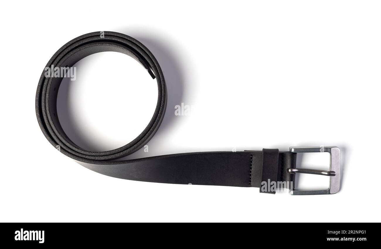 leather belt isolated on a white background Stock Photo - Alamy