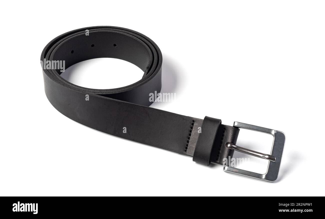 leather belt isolated on a white background Stock Photo - Alamy