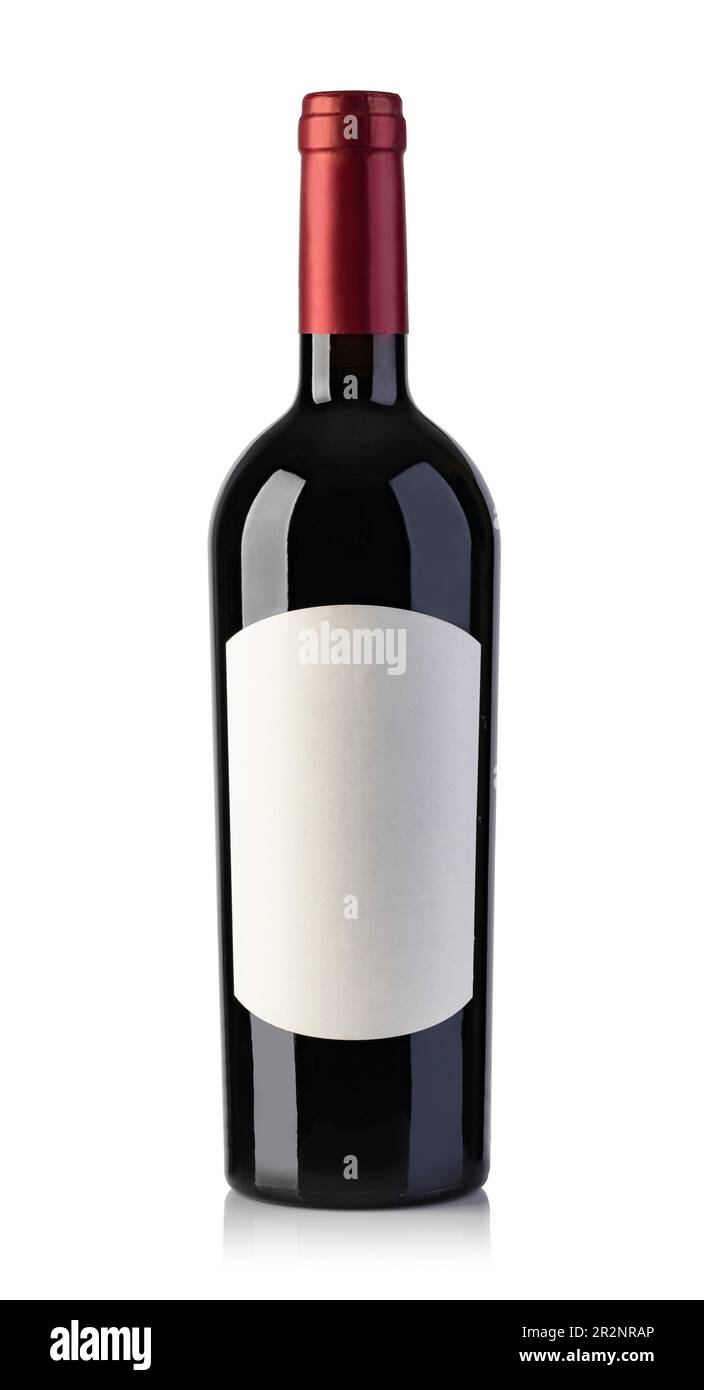 Wine bottle With blank label, isolated on white Background Stock Photo