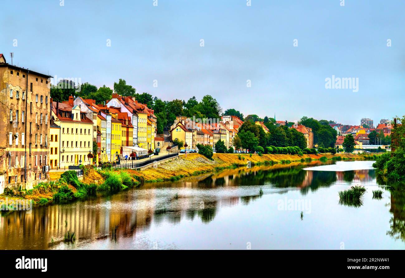 Zgorzelec at the Lusatian Neisse river, border between Poland and Germany Stock Photo