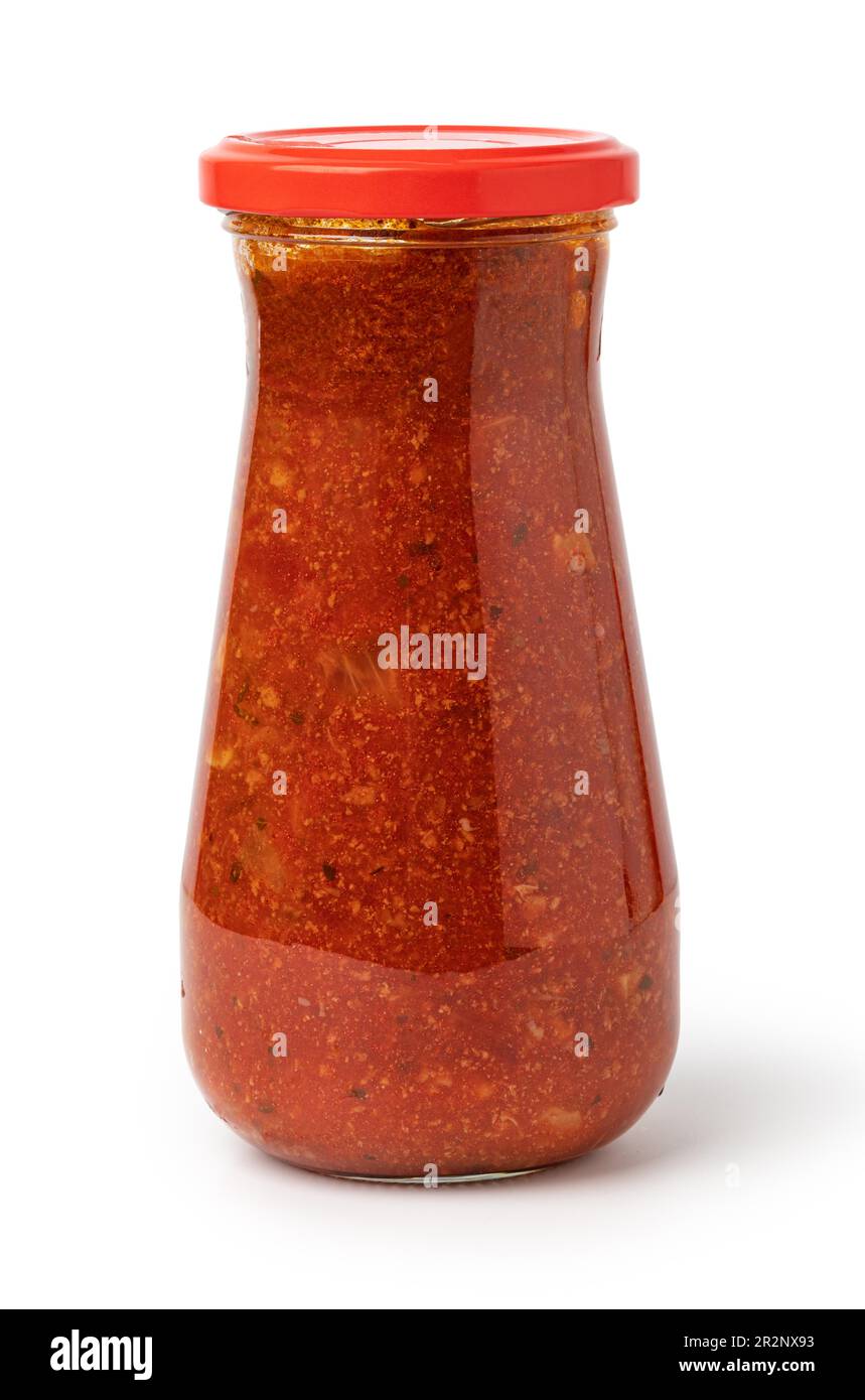 Tomato sauce jar isolated on white background Stock Photo Alamy
