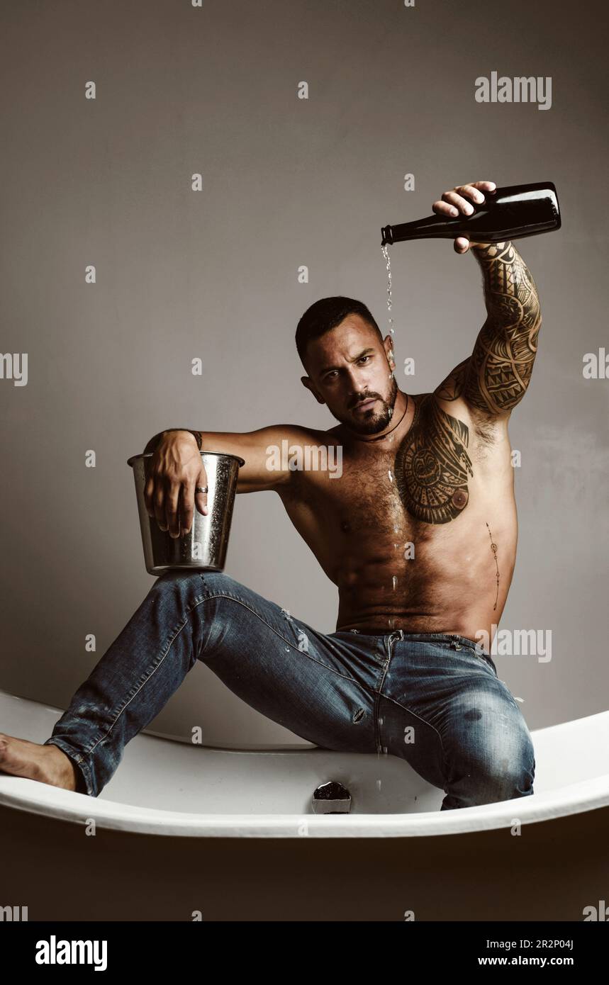 Champagne or wine celebration. Wine festival concept. Handsome man with