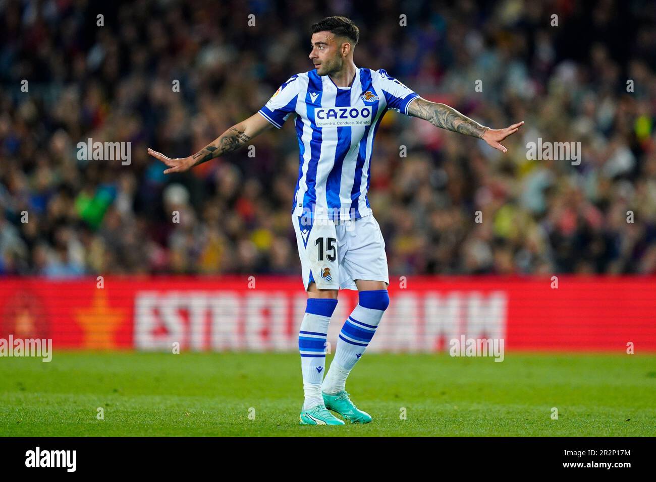 Barcelona, Spain. 20th May, 2023. Diego Rico of Real Sociedad during the La Liga match between FC Barcelona and Real Sociedad played at Spotify Camp Nou Stadium on May 20, 2023 in Barcelona, Spain. (Photo by Sergio Ruiz/PRESSIN) Credit: PRESSINPHOTO SPORTS AGENCY/Alamy Live News Stock Photo
