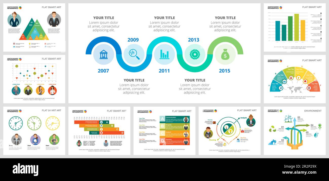 Colorful planning or ecology concept infographic charts set Stock