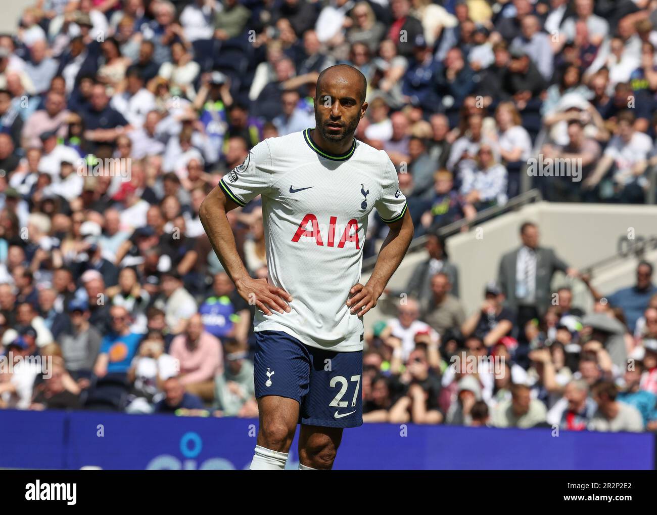 Tottenham Hotspur Stadium, London, UK. 20th May, 2023. Premier League Football, Tottenham Hotspur versus Brentford; Lucas Moura of Tottenham Hotspur plays his last home game before leaving the club Credit: Action Plus Sports/Alamy Live News Stock Photo