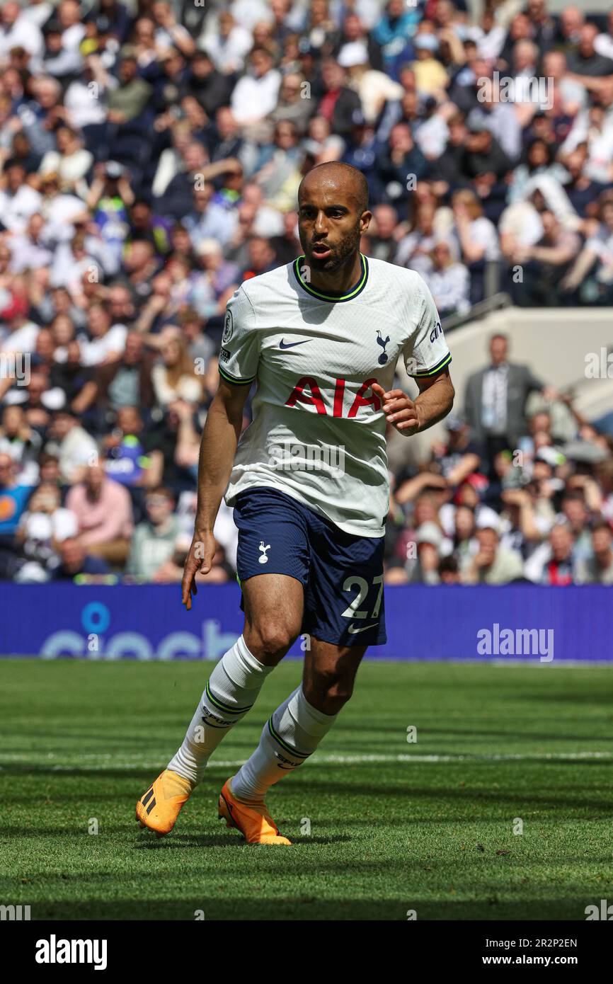 Tottenham Hotspur Stadium, London, UK. 20th May, 2023. Premier League Football, Tottenham Hotspur versus Brentford; Lucas Moura of Tottenham Hotspur plays his last home game before leaving the club Credit: Action Plus Sports/Alamy Live News Stock Photo