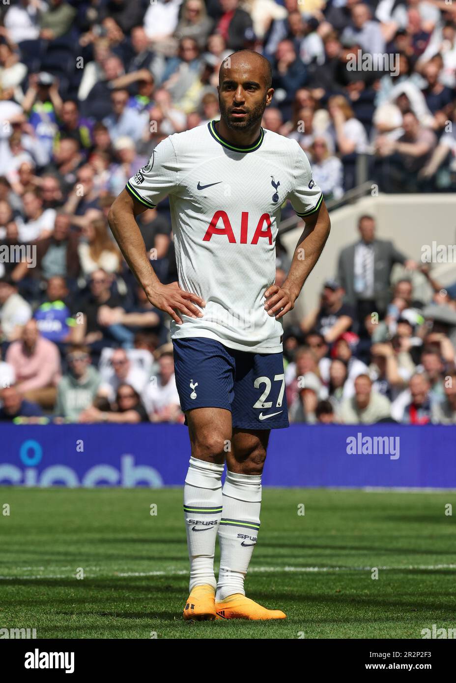 Tottenham Hotspur Stadium, London, UK. 20th May, 2023. Premier League Football, Tottenham Hotspur versus Brentford; Lucas Moura of Tottenham Hotspur plays his last home game before leaving the club Credit: Action Plus Sports/Alamy Live News Stock Photo