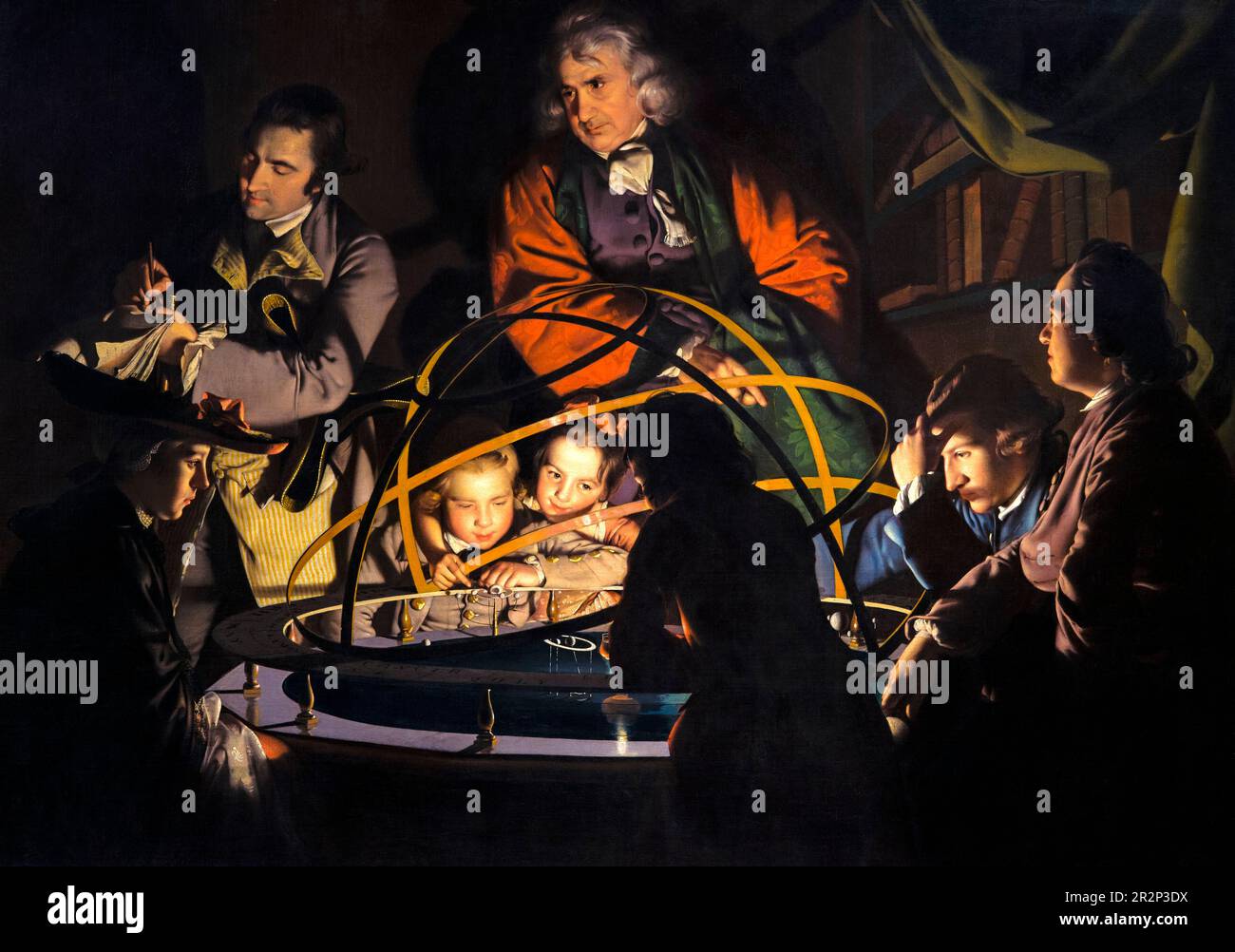 A Philosopher Giving that Lecture on the Orrery, in which a Lamp is put in place of the Sun or The Orrery.  Joseph Wright of Derby .  c1766. Stock Photo
