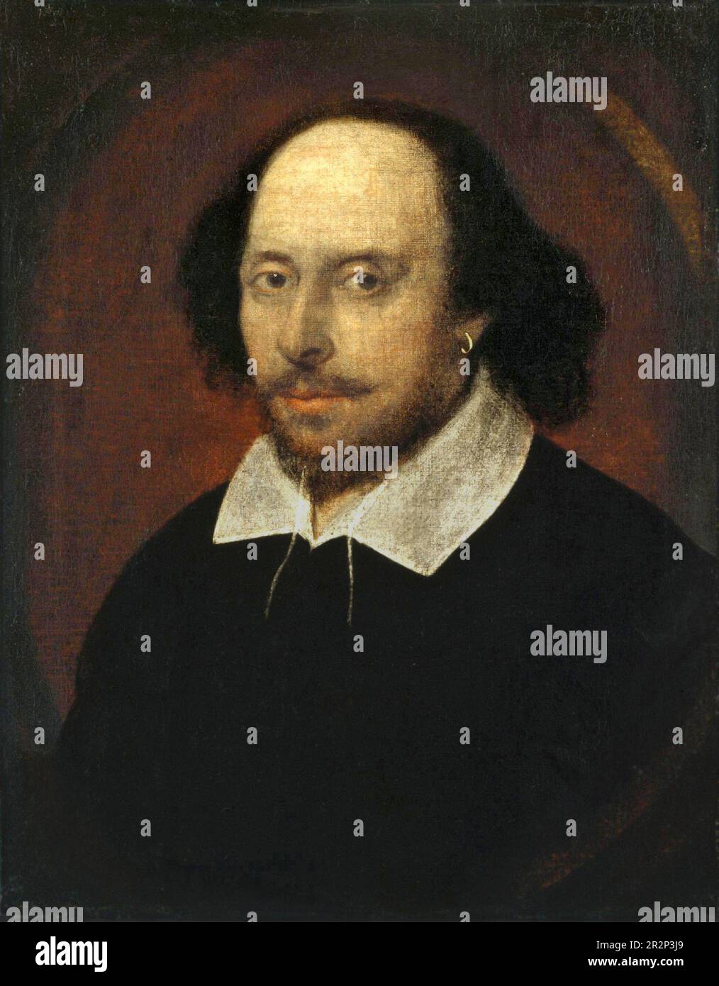 The Chandos Portrait.  Portrait of William Shakespeare (1564-1616).  Attributed to John Taylor.  1610. Stock Photo