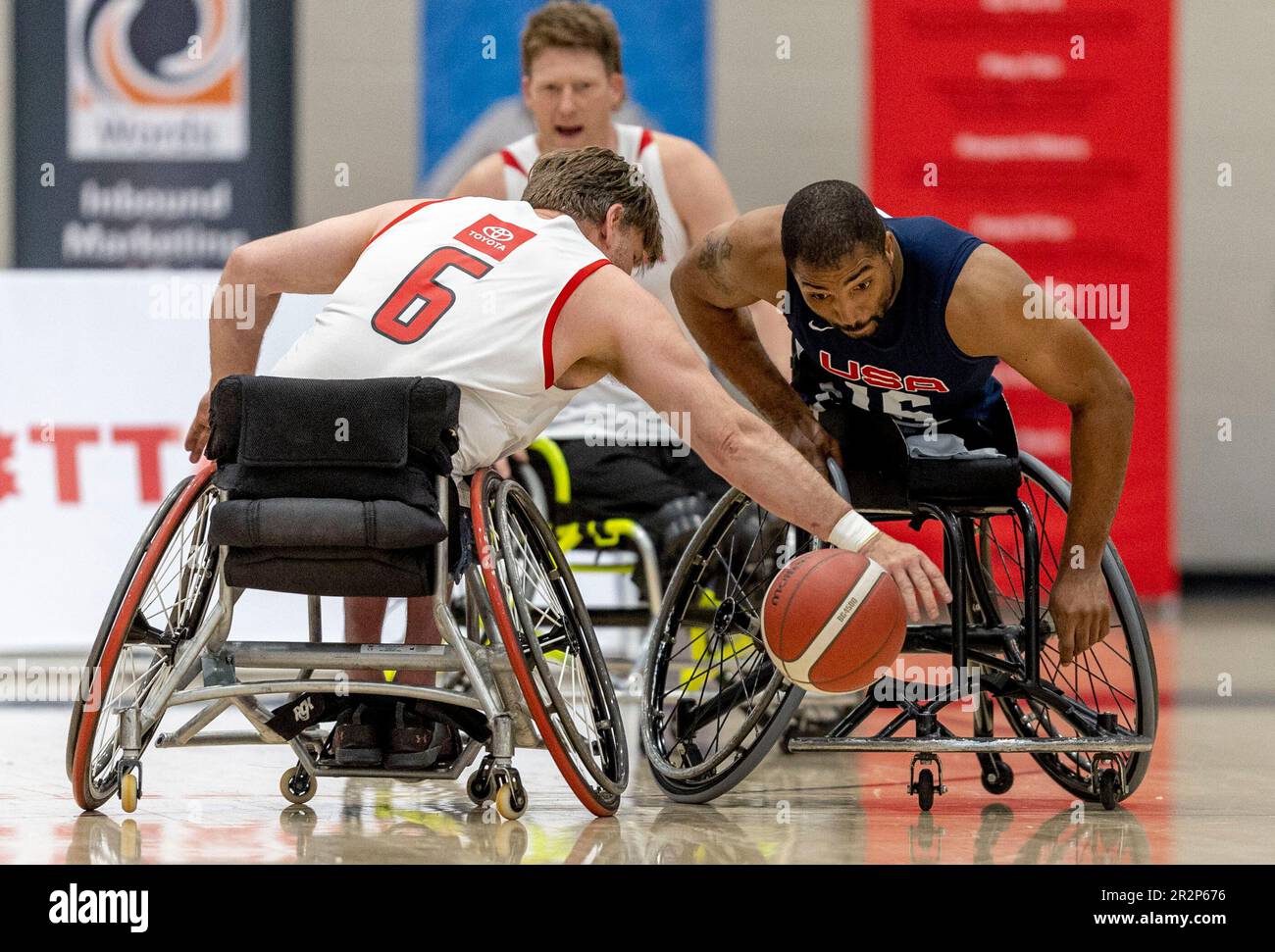 Ottawa, Canada. 20 May 2023. Trevon Jenifer (16) of Team USA in a Canada v USA international