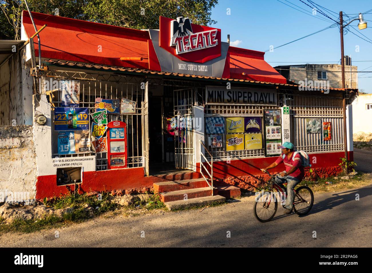 local mini super store on a street in Valladolid Yucatan Mexico Stock Photo