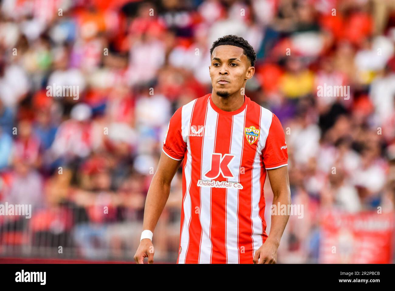 May 20, 2023: ALMERIA, SPAIN - MAY 20: Lazaro Vinicius of UD Almeria focus during the match between UD Almeria and RCD Mallorca of La Liga Santander on May 20, 2023 at PowerHorse Stadium in Almeria, Spain. (Credit Image: © Samuel CarreÃ±O/PX Imagens via ZUMA Press Wire) EDITORIAL USAGE ONLY! Not for Commercial USAGE! Stock Photo