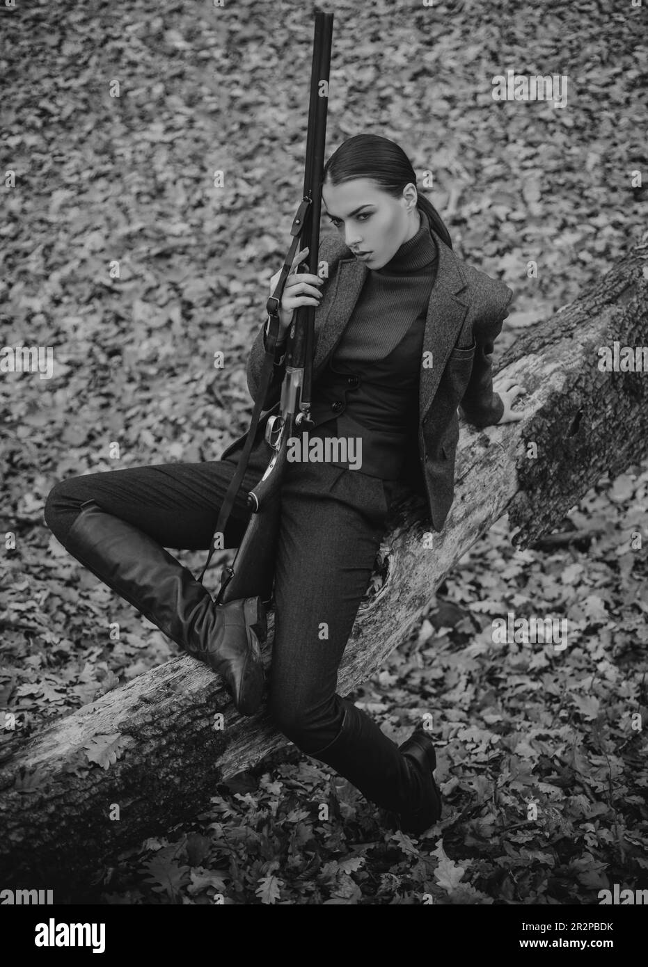 girl with rifle. chase hunting. Gun shop. successful hunt. hunting