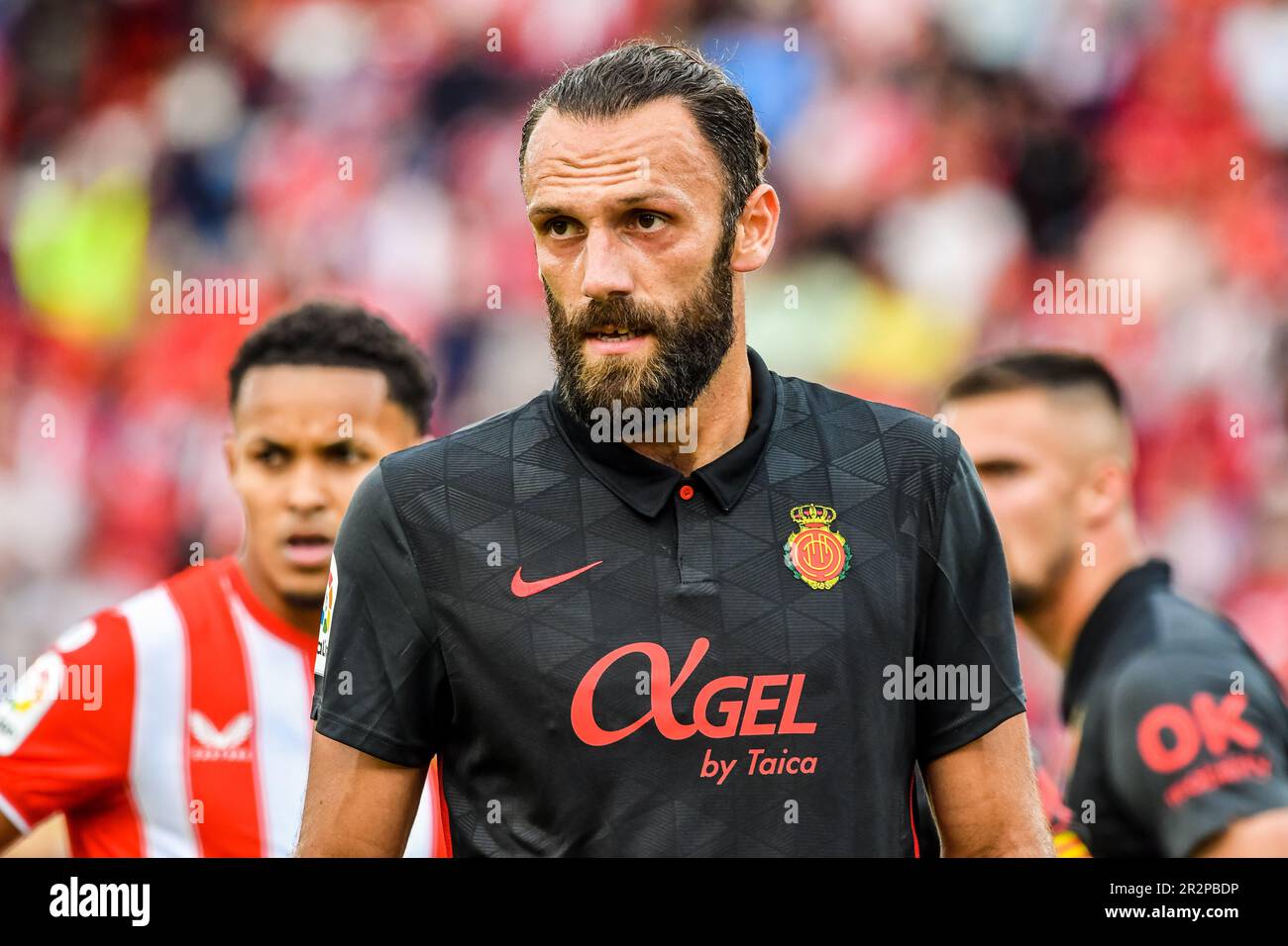 May 20, 2023: ALMERIA, SPAIN - MAY 20: Vedat Muriqui of RCD Mallorca focus during the match between UD Almeria and RCD Mallorca of La Liga Santander on May 20, 2023 at PowerHorse Stadium in Almeria, Spain. (Credit Image: © Samuel CarreÃ±O/PX Imagens via ZUMA Press Wire) EDITORIAL USAGE ONLY! Not for Commercial USAGE! Stock Photo