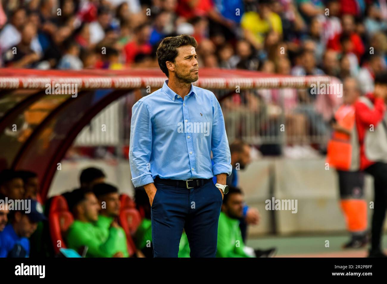 May 20, 2023: ALMERIA, SPAIN - MAY 20: Rubi Joan Francesc Ferrer of UD Almeria focus during the match between UD Almeria and RCD Mallorca of La Liga Santander on May 20, 2023 at PowerHorse Stadium in Almeria, Spain. (Credit Image: © Samuel CarreÃ±O/PX Imagens via ZUMA Press Wire) EDITORIAL USAGE ONLY! Not for Commercial USAGE! Stock Photo