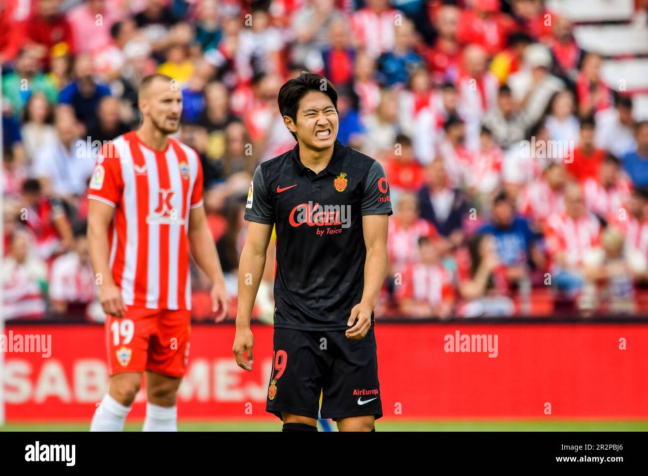 May 20, 2023: ALMERIA, SPAIN - MAY 20: Kang in Lee of RCD Mallorca regrets during the match between UD Almeria and RCD Mallorca of La Liga Santander on May 20, 2023 at PowerHorse Stadium in Almeria, Spain. (Credit Image: © Samuel CarreÃ±O/PX Imagens via ZUMA Press Wire) EDITORIAL USAGE ONLY! Not for Commercial USAGE! Stock Photo