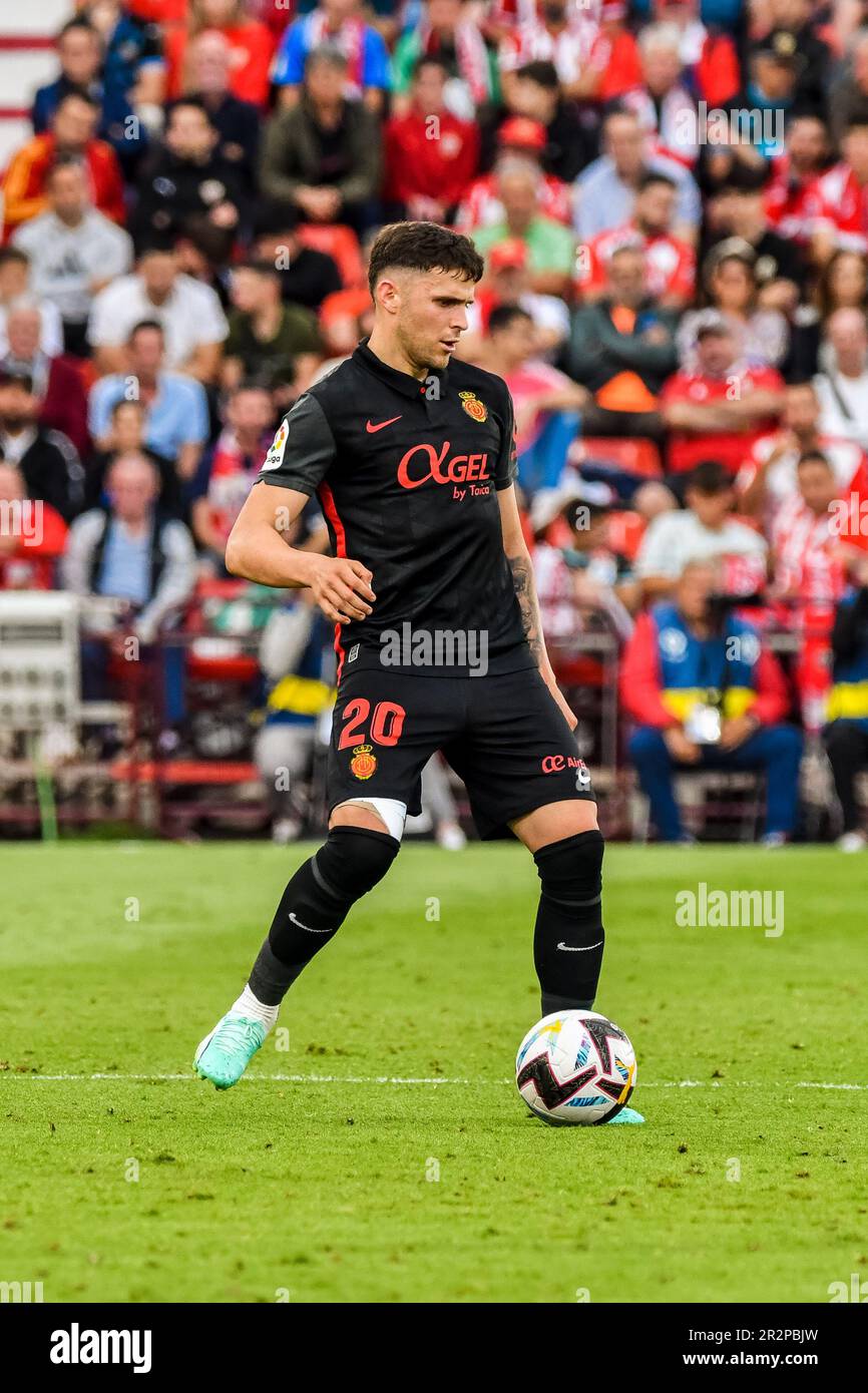 May 20, 2023: ALMERIA, SPAIN - MAY 20: Giovanni GonzÃ¡lez of RCD Mallorca pass the ball during the match between UD Almeria and RCD Mallorca of La Liga Santander on May 20, 2023 at PowerHorse Stadium in Almeria, Spain. (Credit Image: © Samuel CarreÃ±O/PX Imagens via ZUMA Press Wire) EDITORIAL USAGE ONLY! Not for Commercial USAGE! Stock Photo