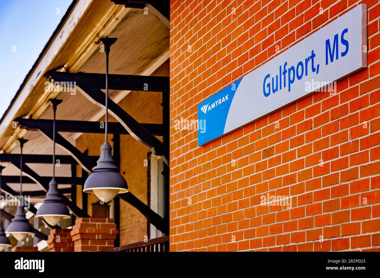 New Amtrak signage is displayed at Gulfport Union Station train depot