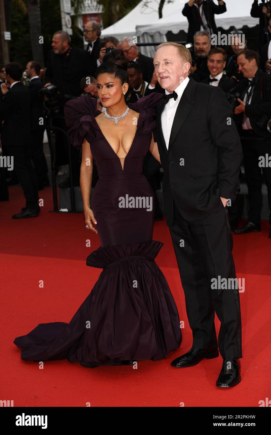 May 20, 2023, Cannes, Cote d'Azur, France: SALMA HAYEK and FRANCOIS-HENRI PINAULT attend the screening of 'Killers of the Flower Moon' during the 76th Annual Cannes Film Festival at Palais des Festivals on May 20, 2023 in Cannes, France (Credit Image: © Mickael Chavet/ZUMA Press Wire) EDITORIAL USAGE ONLY! Not for Commercial USAGE! Stock Photo