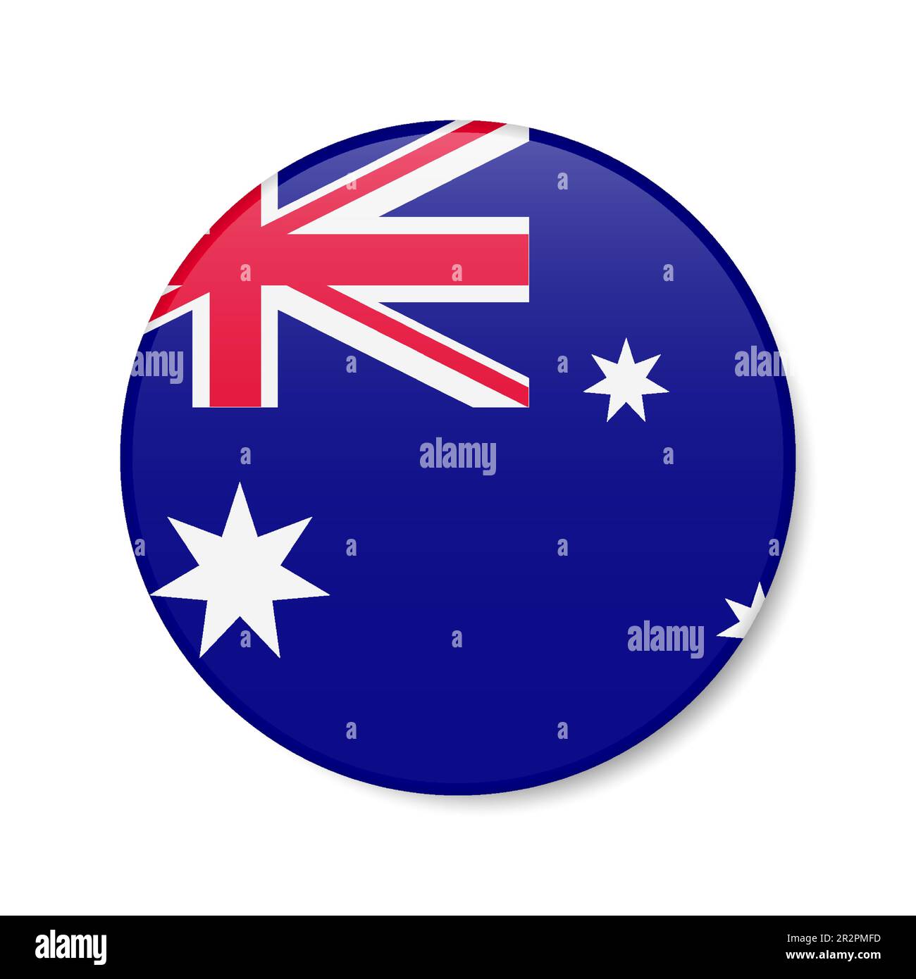 Australia circle button icon. Australian round badge flag with shadow