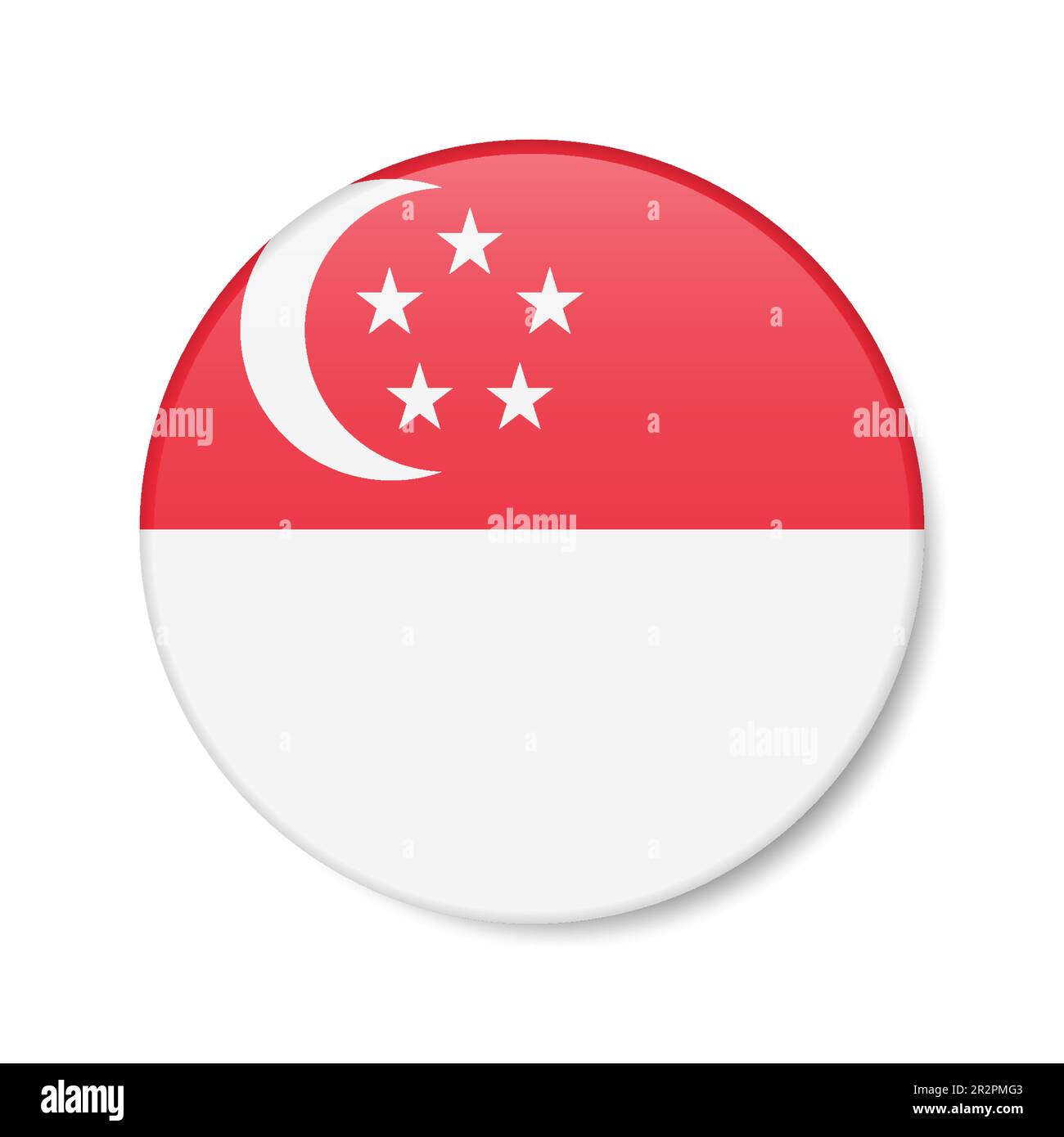 Singapore circle button icon. Singaporean round badge flag with shadow ...