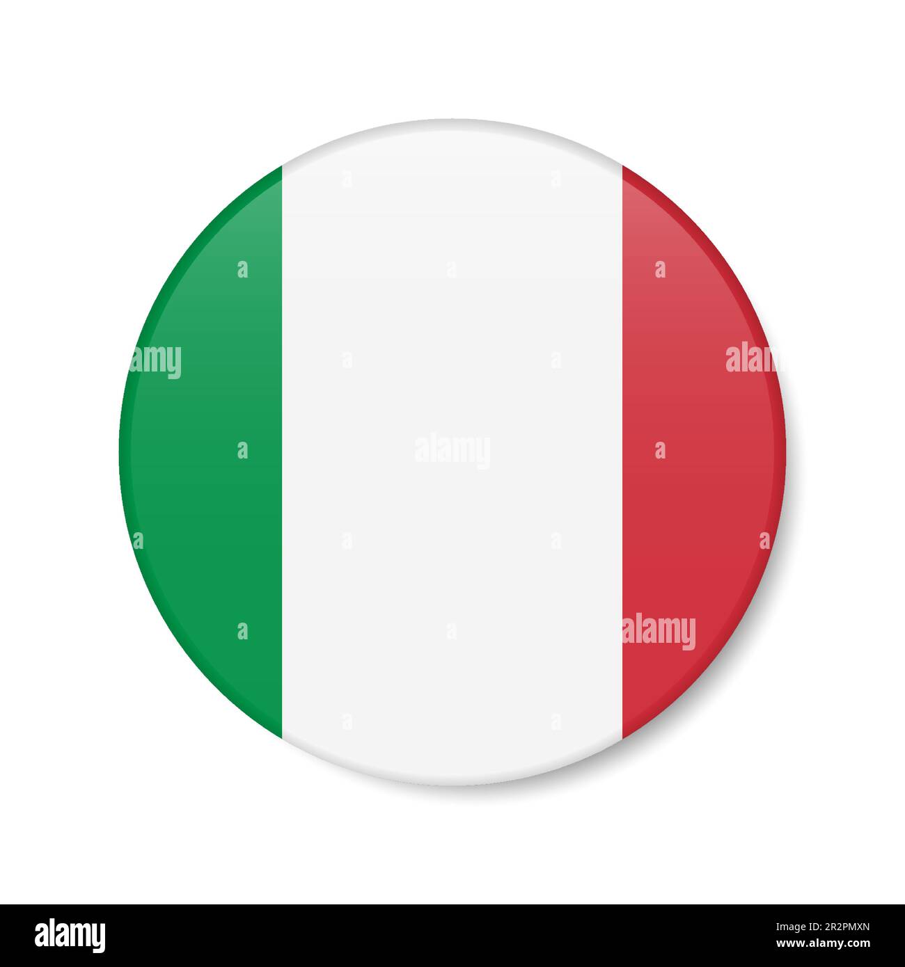 Italy circle button icon. Italian round badge flag with shadow. 3D realistic vector illustration isolated on white. Stock Vector