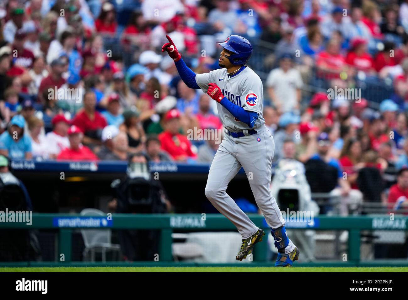 Chicago Cubs' Christopher Morel celebrates after his home run off