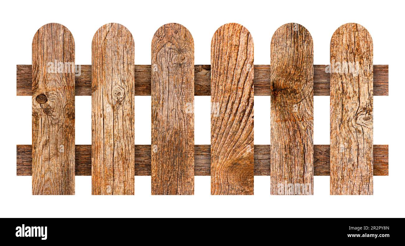 Wooden fence made of old timber isolated on white Stock Photo - Alamy