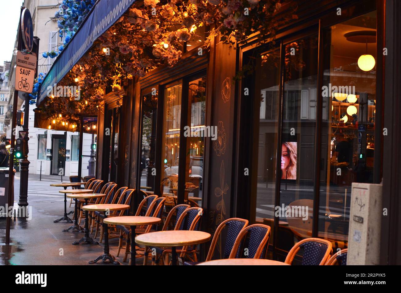 Paris, France - December 10, 2022: Outdoor seating of Le Musset restaurant Stock Photo