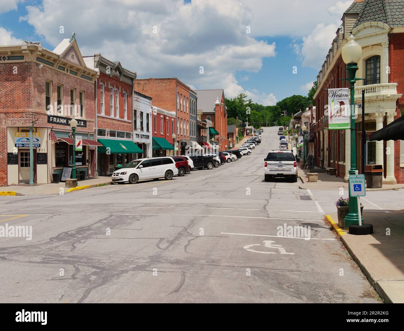 Weston, Missouri May 18, 2023 Downtown Main Street in Weston, MO