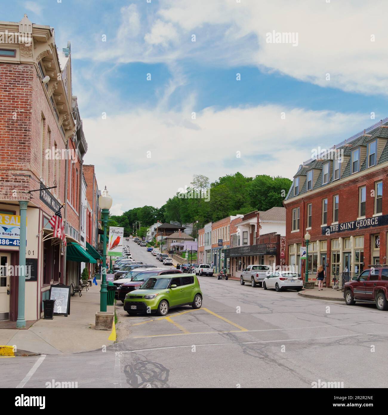 Weston, Missouri May 18, 2023 Downtown Main Street in Weston, MO