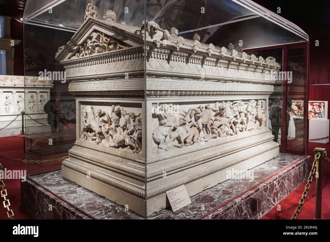 Istanbul Archaeology Museums, Alexander Sarcophagus, from Royal necropolis of Ayaa near Sidon(now Saida, Lebanon), Istanbul, Turkey, Europe Stock Photo